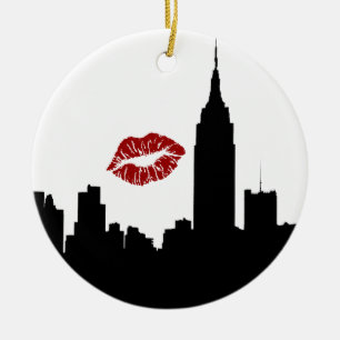 NYC-Skyline-Silhouette, Empire St Bldg #1 Kuss Keramik Ornament