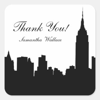 NYC Skyline Silhouette, Empire State Bldg #1 Quadratischer Aufkleber