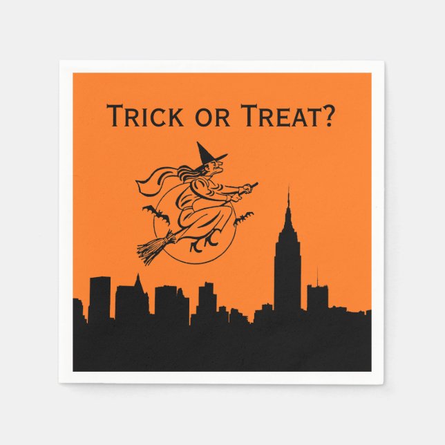 NYC Skyline Silhouette Halloween Fliegerwitze Serviette (Vorderseite)