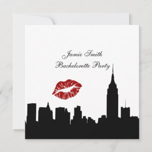 NYC Skyline Silhouette Kiss ESB #1 Bachelorette SQ Einladung