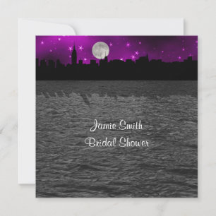NYC-Skyline-Silhouette-Mond-Purpur-Junggesellinnen Einladung