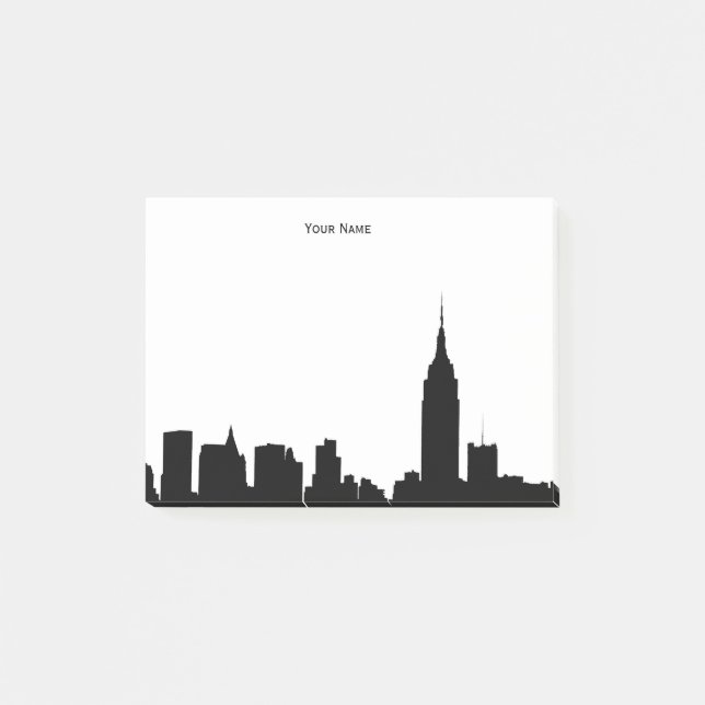 NYC Skyline-Silhouette Post-it Klebezettel (Vorderseite)