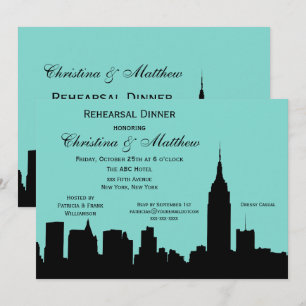 NYC Skyline Silhouette Probedinner #F Einladung