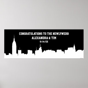 NYC Skyline Silhouette Wedding Party Banner Was? Poster