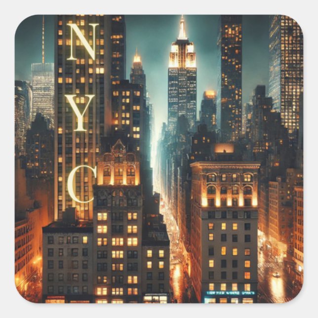NYC Skyline Sticker - New York City Iconic Landmar (Vorderseite)