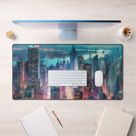 NYC Skyline Watercolor Workspace Desktop Mat Schreibtischunterlage