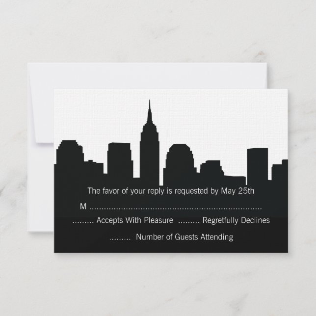 NYC Skyline Wedding RSVP Cards (Vorderseite)