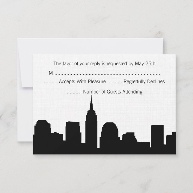 NYC Skyline Wedding RSVP Cards Karte (Vorderseite)