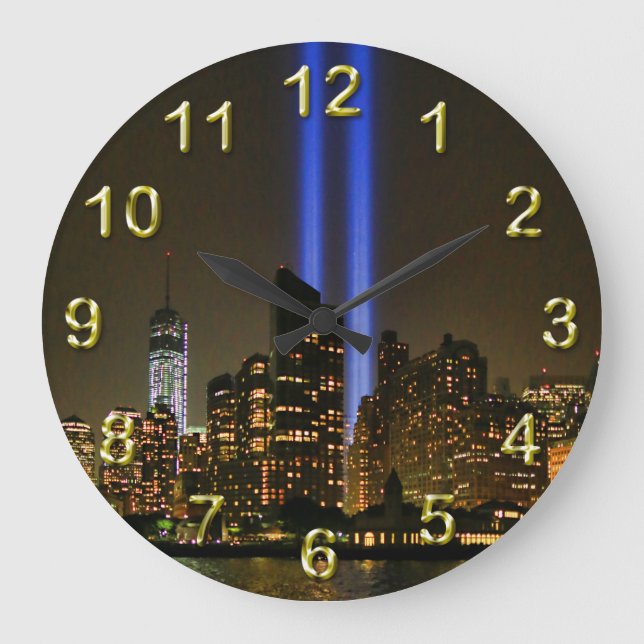 NYC Skyline: WTC 9/11 Tribute In Light 2013 #1 Große Wanduhr (Vorderseite)