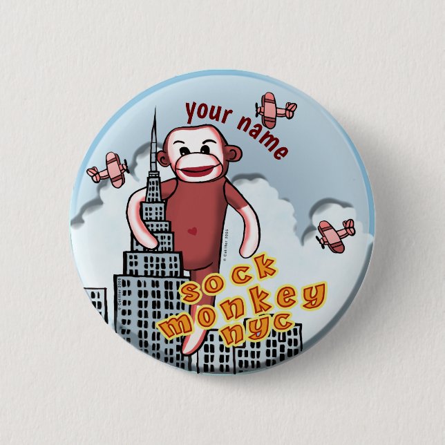 NYC Sock Monkey Button (Vorderseite)