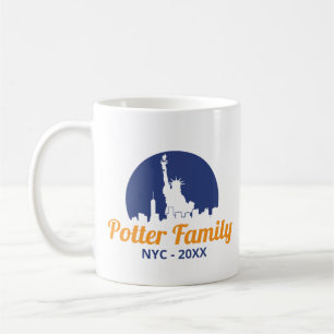 NYC Statue of Liberty Silhouette Family Trip Kaffeetasse