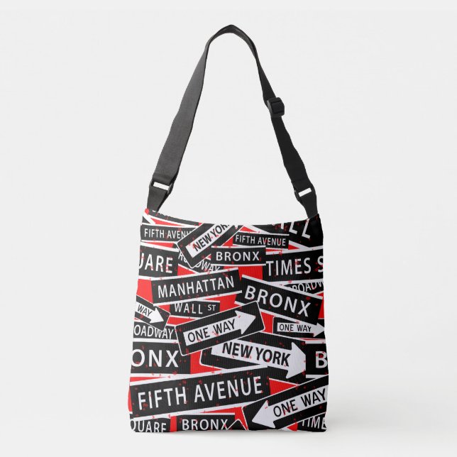 NYC Trendy Typographic Pattern Tragetaschen Mit Langen Trägern (Vorderseite)