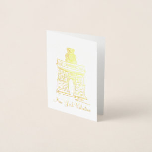 NYC Valentine Washington Square Arch Teddy Bear Folienkarte