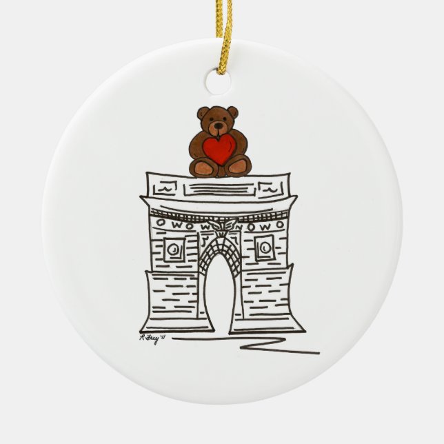 NYC Valentine's Day Washington Square Arch Keramik Ornament (Vorne)