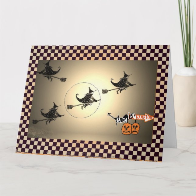 NYC Vintage Hexe Halloween Karte (Vorderseite)