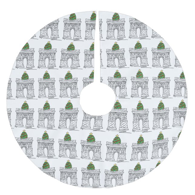 NYC Washington Square Arch Greenwich Village Tree Polyester Weihnachtsbaumdecke (Vorderseite)