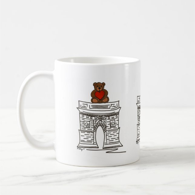 NYC Washington Square Teddy Bear Valentinins Tasse (Links)