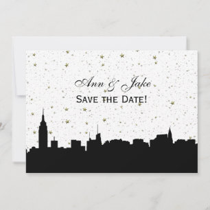 NYC Weite Silhouette DIY BG Farbe Save the Date Wh