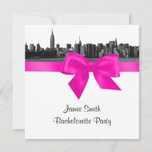 NYC Weite Skyline-Ätzung BW Hot Pink Junggesellinn Einladung