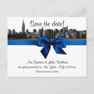 NYC Weite Skyline Geätzt BW Royal Save-the-Date Ankündigungspostkarte