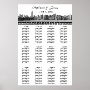 NYC Weite Skyline Geätzt BW Schwarz Griechischer S Poster