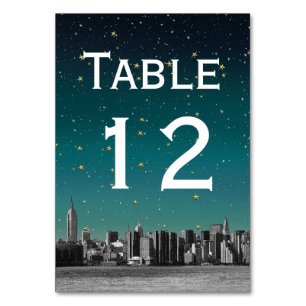 NYC Weite Skyline Gradient Dämmerung Sternen DIY H Tischnummer