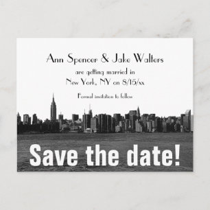 NYC Weite Skyline Gravur Save-the-Date Ankündigungspostkarte