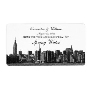 NYC-Weitwinkel-Skyline geätzte BW-Wasserflasche
