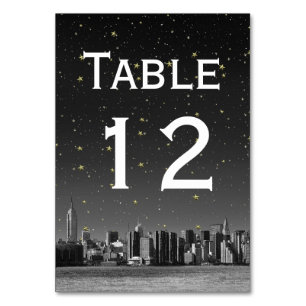 NYC Wide Skyline Black Gradient Starry DIY BG Tischnummer