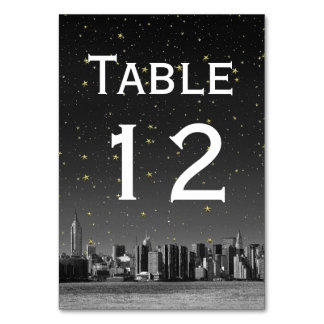NYC Wide Skyline Black Gradient Starry DIY BG Tischnummer