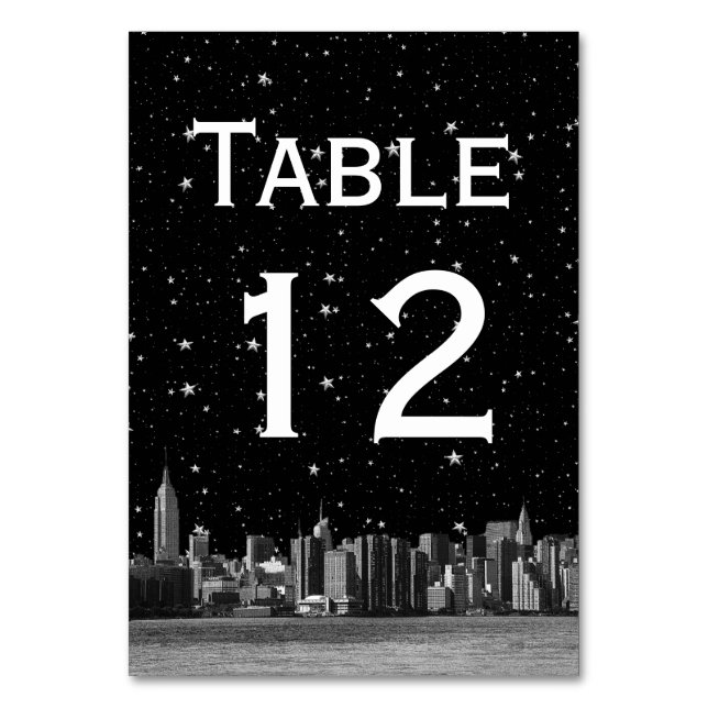 NYC Wide Skyline Etch Starry DIY BG Tischnummer (Vorderseite)