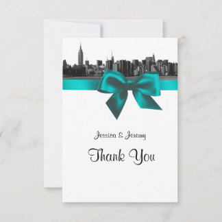 NYC Wide Skyline Etched BW Aquamarin Vielen Dank Dankeskarte