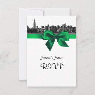 NYC Wide Skyline Etched BW Green UAWG #1 RSVP Karte