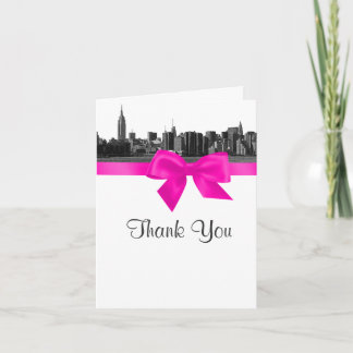 NYC Wide Skyline Etched BW Hot Pink vielen Dank Dankeskarte