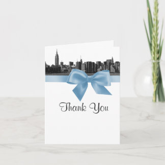 NYC Wide Skyline Etched BW Light Blue Vielen Dank Dankeskarte
