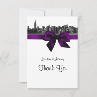 NYC Wide Skyline Etched BW Lila Vielen Dank Dankeskarte