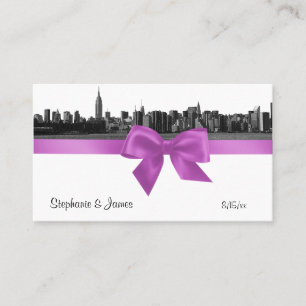 NYC Wide Skyline Etched BW Lilac Escort Cards Platzkarte