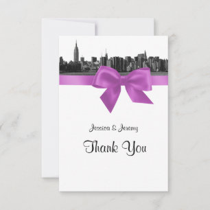 NYC Wide Skyline Etched BW Lilac Vielen Dank Dankeskarte