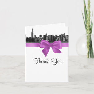 NYC Wide Skyline Etched BW Lilac Vielen Dank Dankeskarte