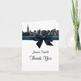 NYC Wide Skyline Etched BW Navy Blue Vielen Dank # Dankeskarte