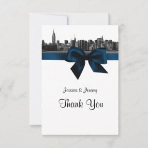 NYC Wide Skyline Etched BW Navy Blue Vielen Dank Dankeskarte