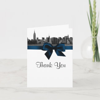 NYC Wide Skyline Etched BW Navy Blue Vielen Dank Dankeskarte