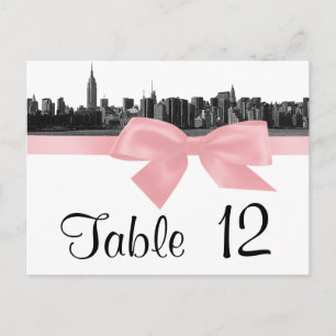 NYC Wide Skyline Etched BW Pink Tischnummer