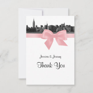 NYC Wide Skyline Etched BW Pink Vielen Dank Dankeskarte