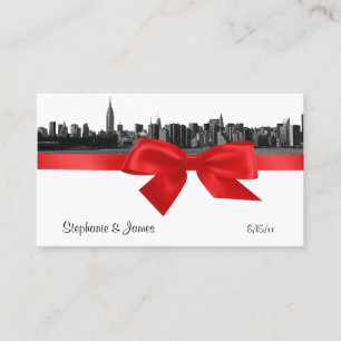 NYC Wide Skyline Etched BW Red Platzkarte