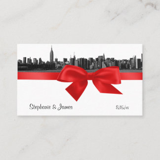 NYC Wide Skyline Etched BW Red Platzkarte