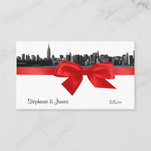NYC Wide Skyline Etched BW Red Platzkarten #2