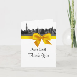 NYC Wide Skyline Etched BW Yellow Vielen Dank, #2 Dankeskarte