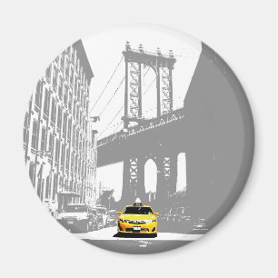 Nyc Yellow Taxi Brooklyn Bridge New York City Magnet