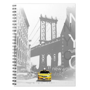 Nyc Yellow Taxi New York City Brooklyn Bridge Play Notizblock